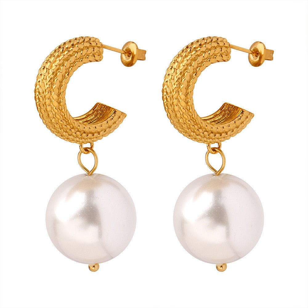 Syble's Dazzle 18K Gold Pearl Earrings