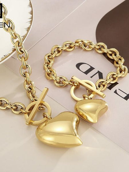 Love Buckle Necklace Bracelet Set