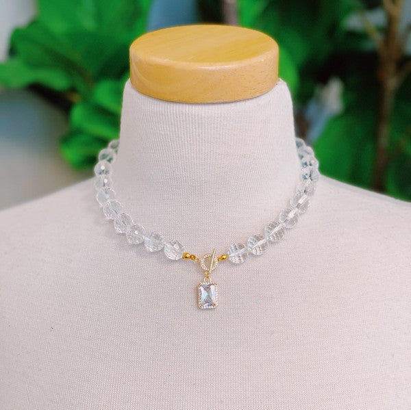 Clear Crystal Ball Chain Necklace