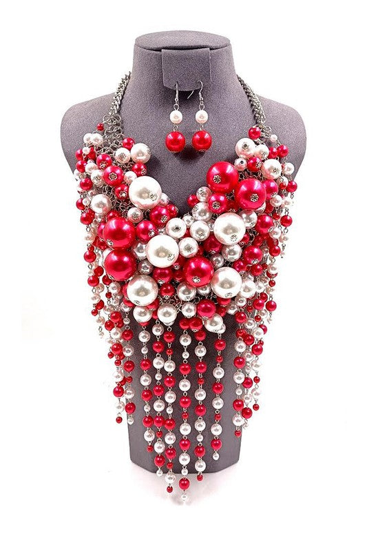 Head Turner Mix Pearl Layer Necklace Set