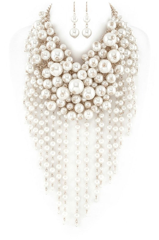 Head Turner Mix Pearl Layer Necklace Set