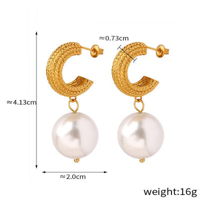 Syble's Dazzle 18K Gold Pearl Earrings