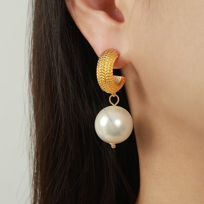 Syble's Dazzle 18K Gold Pearl Earrings