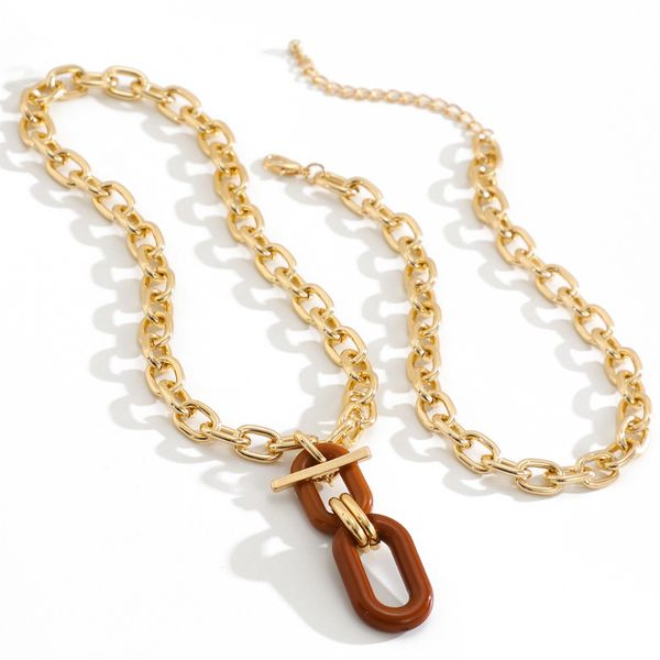 Geometric Chain Double Layer Necklace HEDTT5DEYE