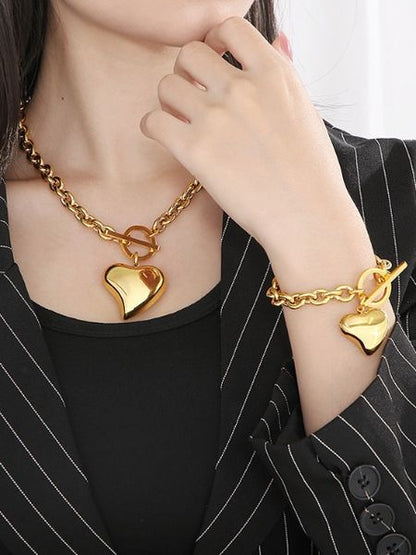 Love Buckle Necklace Bracelet Set