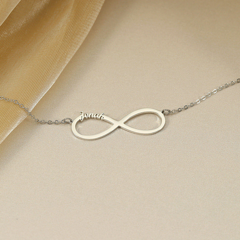 Exquisite Fashion Infinity Loop Design Customizable Name Versatile Necklace