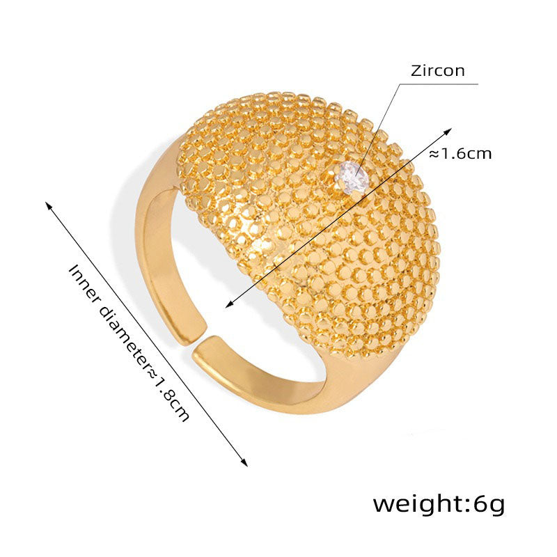 18K Golden Sparkling Zircon Ring