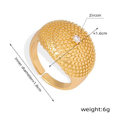 18K Golden Sparkling Zircon Ring