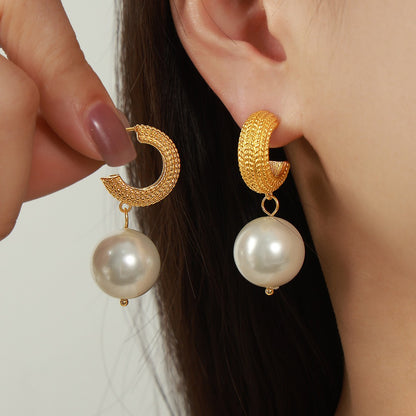 Syble's Dazzle 18K Gold Pearl Earrings