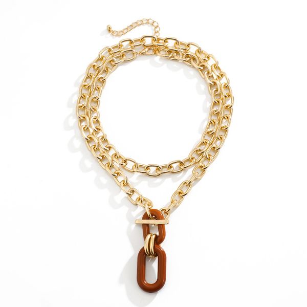 Geometric Chain Double Layer Necklace HEDTT5DEYE